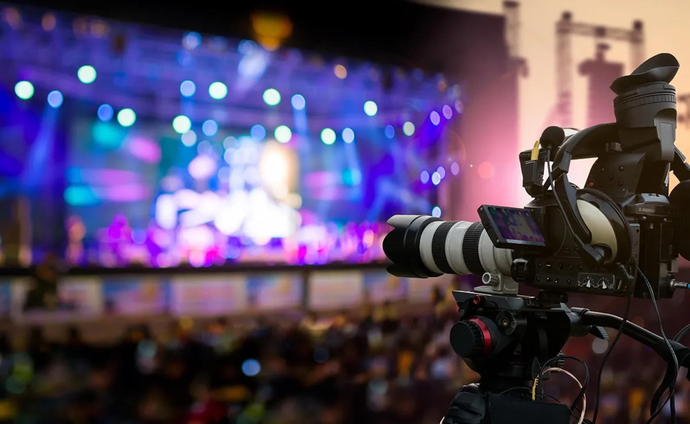 A professional camera prepared to capture a live event
